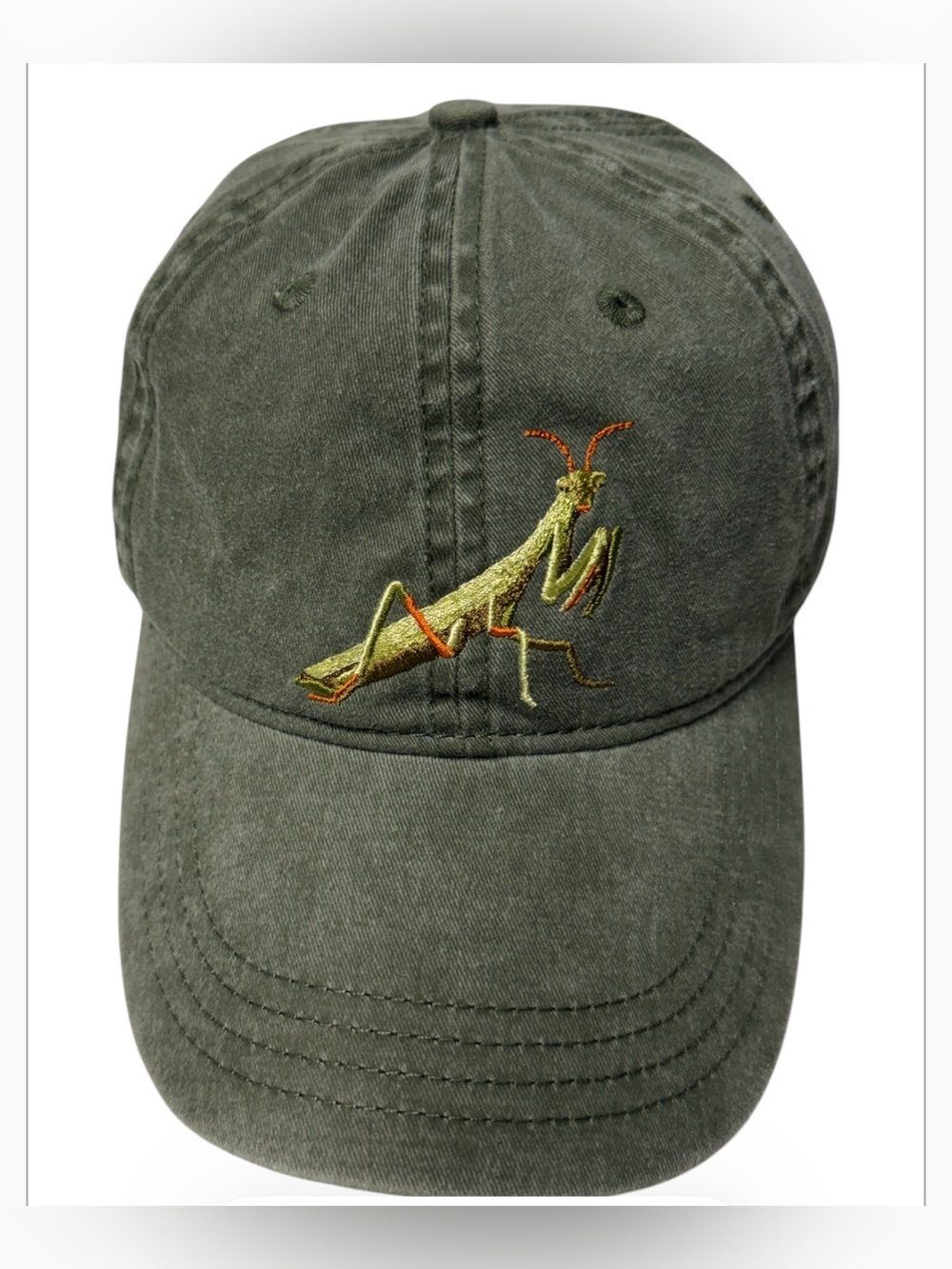 Eco Olive Green embroidery Mantis Cap unisex adjustable